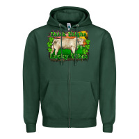 Sports Green Thick Thighs Lucky Vibes Charolais Bull Zipper Hoodie - RanaPortraitStore