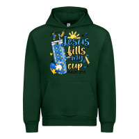 Forest Green down syndrome jesus fills my cup Urban Hoodie - MaliasSmallBusiness