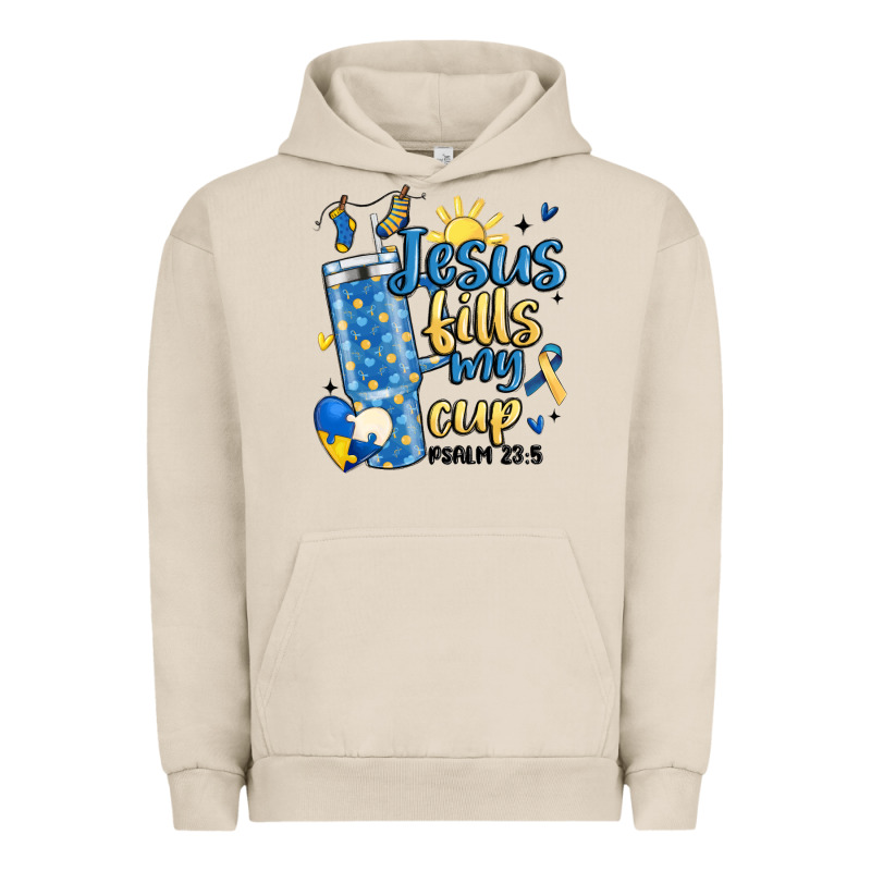 Down Syndrome Jesus Fills My Cup Urban Hoodie by MaliasSmallBusiness | Teevron