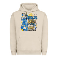 Pigment French Oak down syndrome jesus fills my cup Urban Hoodie - MaliasSmallBusiness