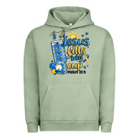 Pigment Oil Green down syndrome jesus fills my cup Urban Hoodie - MaliasSmallBusiness