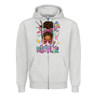 Dove Grey nail hustler afro messy bun Zipper Hoodie - texasbilliewilder