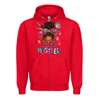 Red nail hustler afro messy bun Zipper Hoodie - texasbilliewilder