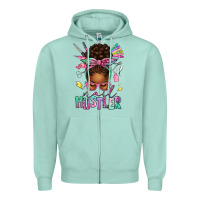 Seafoam nail hustler afro messy bun Zipper Hoodie - texasbilliewilder