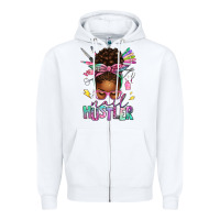 White nail hustler afro messy bun Zipper Hoodie - texasbilliewilder