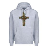 Heather Grey cross with thorn Premium Hoodie - BarkalooDesign