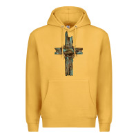 Mustard cross with thorn Premium Hoodie - BarkalooDesign