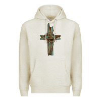 Oatmeal Heather cross with thorn Premium Hoodie - BarkalooDesign
