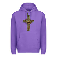 Purple cross with thorn Premium Hoodie - BarkalooDesign