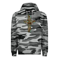 Slate Camo cross with thorn Premium Hoodie - BarkalooDesign