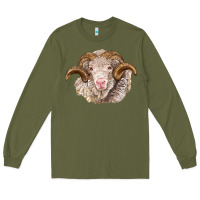 Army Green merino wool ram Long Sleeve Tee - BarkalooDesign