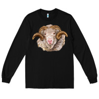 Black merino wool ram Long Sleeve Tee - BarkalooDesign
