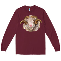 Burgundy merino wool ram Long Sleeve Tee - BarkalooDesign