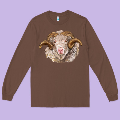 Merino Wool Ram Long Sleeve Tee Designed By Barkaloodesign