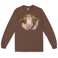Chestnut merino wool ram Long Sleeve Tee - BarkalooDesign