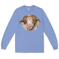 Colony Blue merino wool ram Long Sleeve Tee - BarkalooDesign