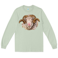 Matcha merino wool ram Long Sleeve Tee - BarkalooDesign