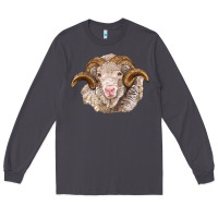 Smoke merino wool ram Long Sleeve Tee - BarkalooDesign