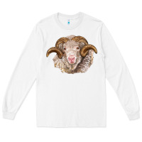 White merino wool ram Long Sleeve Tee - BarkalooDesign