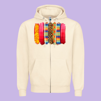 Mexican Leopard Brushstroke Zipper Hoodie Designed By Zillion Design Studio
