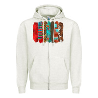 Oatmeal Heather mexican brushstroke Zipper Hoodie - Zillion Design Studio