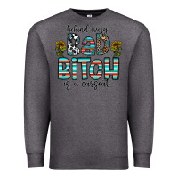 Charcoal Heather Behind Every Bad Bitch is a Carseat Premium Sweatshirt - CowhideDigitalArt
