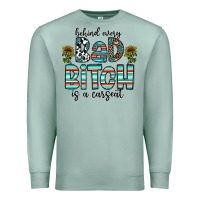 Seafoam Behind Every Bad Bitch is a Carseat Premium Sweatshirt - CowhideDigitalArt