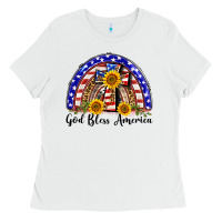 White god bless america  rainbow Ladies Tee - BarkalooDesign