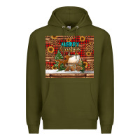Army Green merry christmas cookies buffalo plaid Premium Hoodie - Jasminsmagicworld