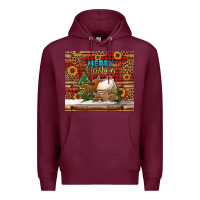 Burgundy merry christmas cookies buffalo plaid Premium Hoodie - Jasminsmagicworld