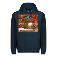 Navy merry christmas cookies buffalo plaid Premium Hoodie - Jasminsmagicworld