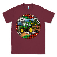 Burgundy Christmas Farm Tractor Classic Tee - RanaPortraitStore