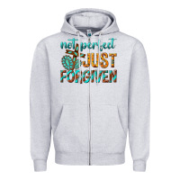 Heather Grey not perfect just forgiven Zipper Hoodie - texasbilliewilder