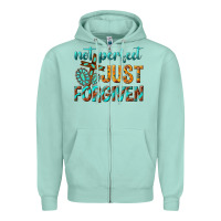 Seafoam not perfect just forgiven Zipper Hoodie - texasbilliewilder