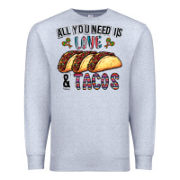 Heather Grey All You Need Is Love And Tacos Premium Sweatshirt - CowhideDigitalArt