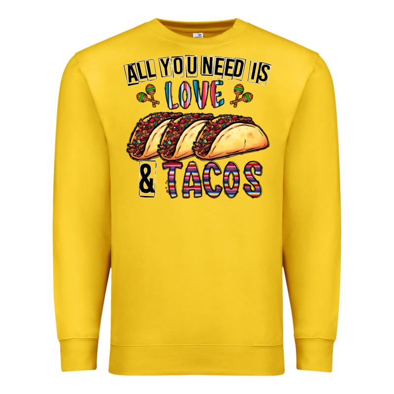 All You Need Is Love And Tacos Premium Sweatshirt by CowhideDigitalArt | Teevron