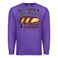 Purple All You Need Is Love And Tacos Premium Sweatshirt - CowhideDigitalArt