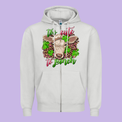 Zipper Hoodie Too cute to pinch charolais calf