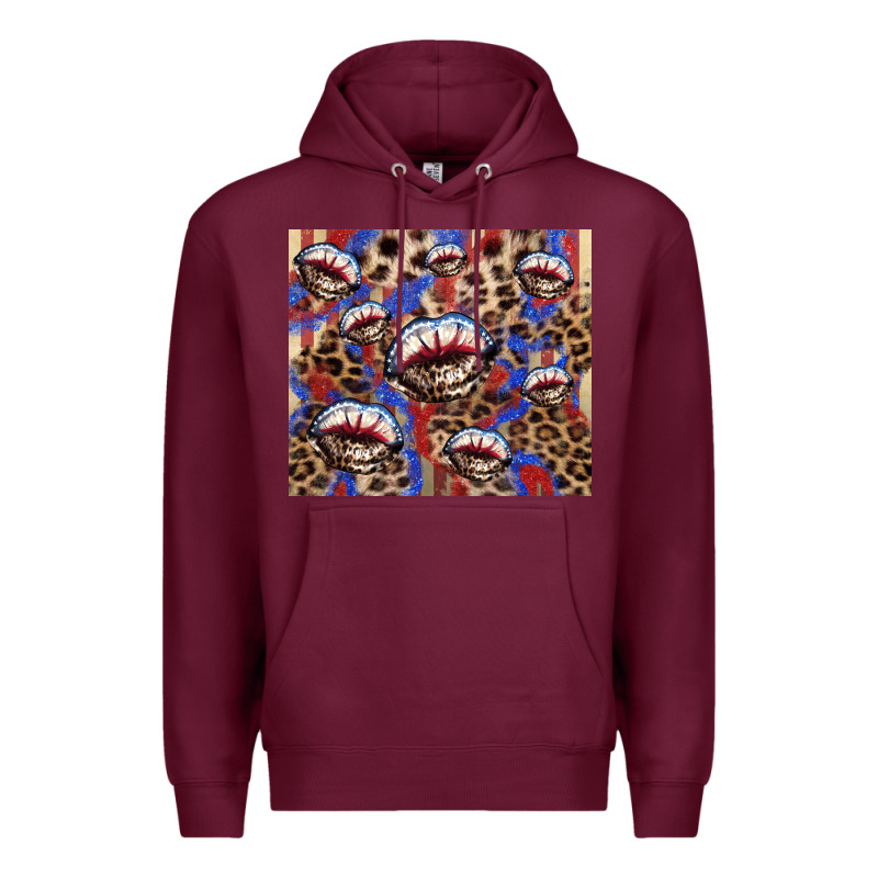 American Flag Lips Leopard Premium Hoodie by NancyCooperArtShop | Teevron