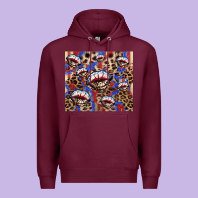 American Flag Lips Leopard Premium Hoodie Designed By Nancycooperartshop