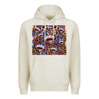 Oatmeal Heather american flag lips leopard Premium Hoodie - NancyCooperArtShop