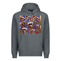 Rock american flag lips leopard Premium Hoodie - NancyCooperArtShop