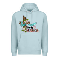 Blue Mist he is risen cross Premium Hoodie - BarkalooDesign