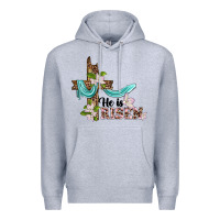 Heather Grey he is risen cross Premium Hoodie - BarkalooDesign