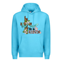 Ocean Blue he is risen cross Premium Hoodie - BarkalooDesign
