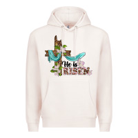 Pale Pink he is risen cross Premium Hoodie - BarkalooDesign