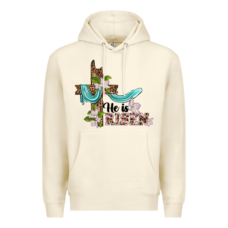 He Is Risen Cross Premium Hoodie by BarkalooDesign | Teevron