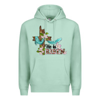Seafoam he is risen cross Premium Hoodie - BarkalooDesign