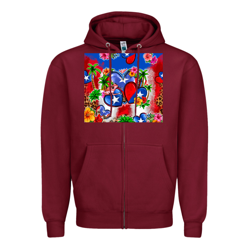 Puerto Rico Hearts Zipper Hoodie by Zillion Design Studio | Teevron
