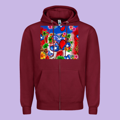Puerto Rico Hearts Zipper Hoodie Designed By Zillion Design Studio
